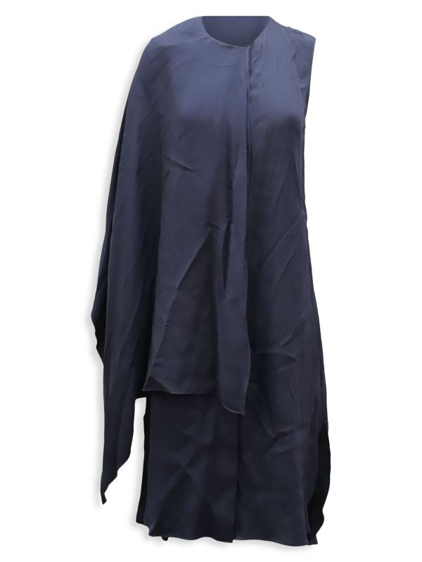 Adam Lippes Adam Lippes Cape Dress In Navy Blue Viscose